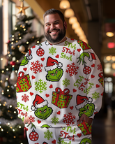 Men's Christmas Grinch Pattern Plus Size Sweatshirts&pants